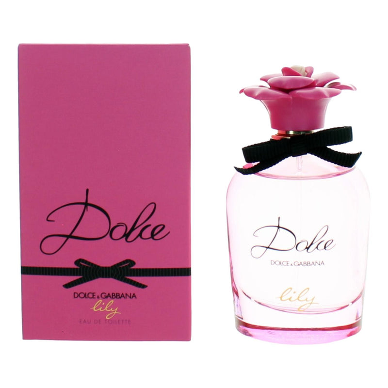 Dolce Lily by Dolce & Gabbana 2.5 oz EDT spray for women, featuring the elegant bottle design and floral fragrance.