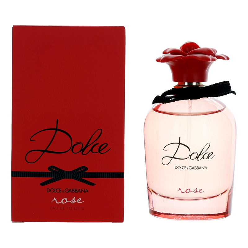 Dolce Rose by Dolce & Gabbana 2.5 oz EDT spray for women, featuring the elegant perfume bottle with floral design.