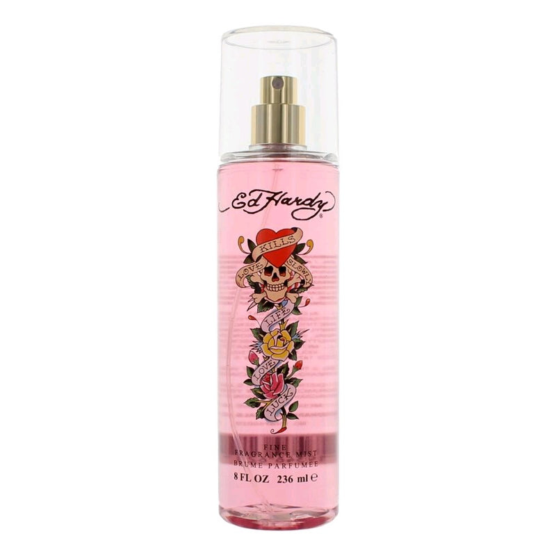 Christian Audigier Ed Hardy 8 oz women’s fine fragrance mist bottle with floral and fruity design