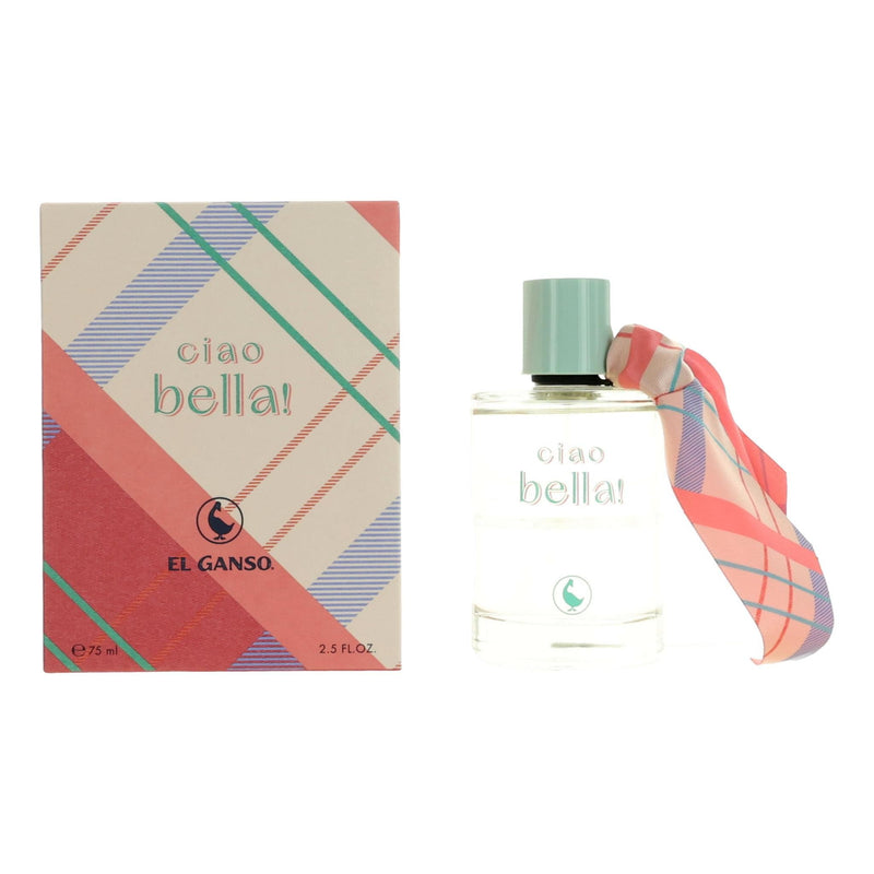 El Ganso Ciao Bella! 2.5 oz women’s EDT spray featuring a stylish bottle with floral and elegant design elements
