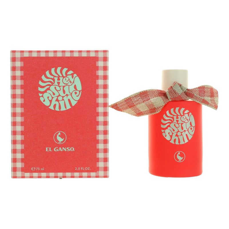 El Ganso Hey Sunshine 2.5 oz women’s EDT spray bottle with a colorful design and floral accents.
