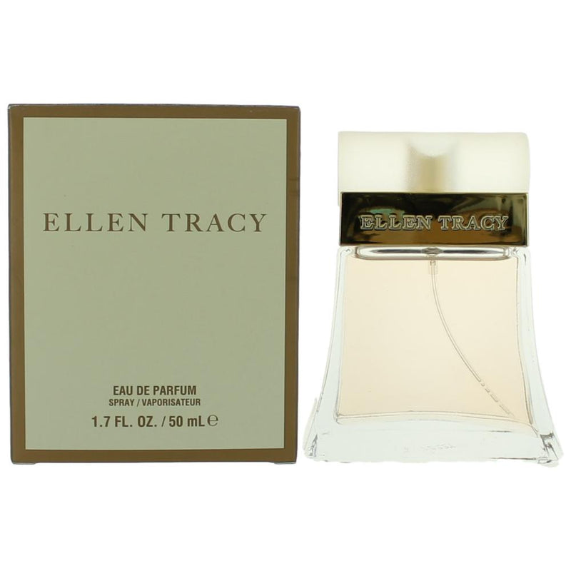 Ellen Tracy by Ellen Tracy 1.7 oz women’s EDP spray bottle, elegant packaging, showcasing the perfume inside.