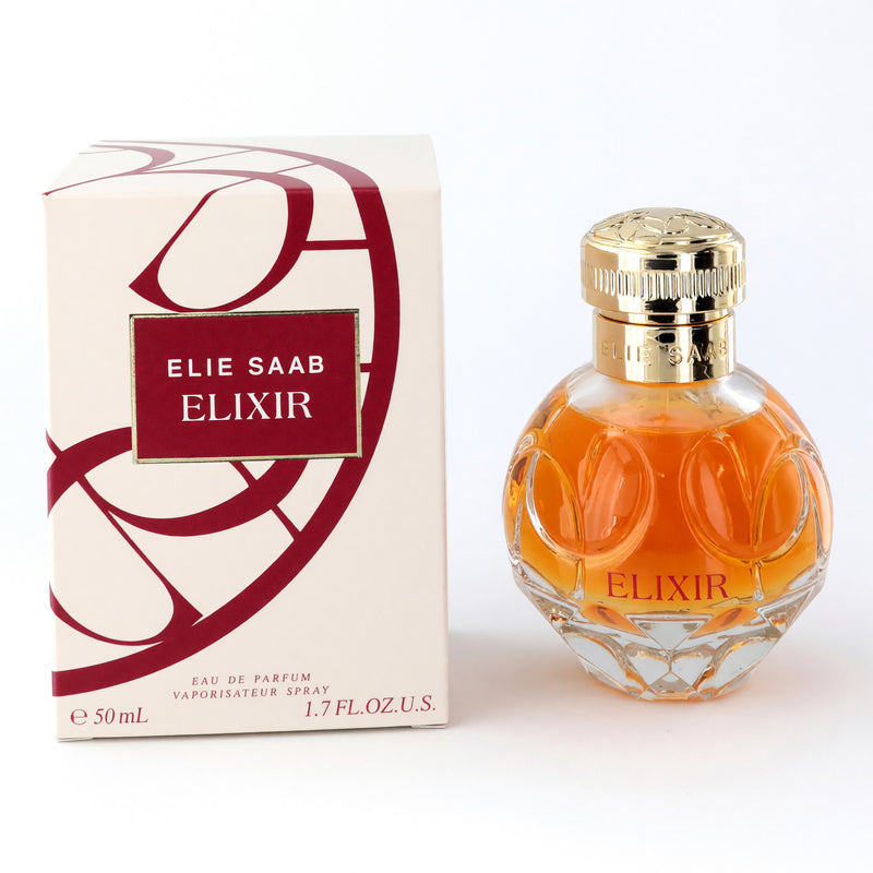 Elie Saab Elixir perfume spray for women, 1.7 oz EDP bottle, elegant packaging with floral and sophisticated design.