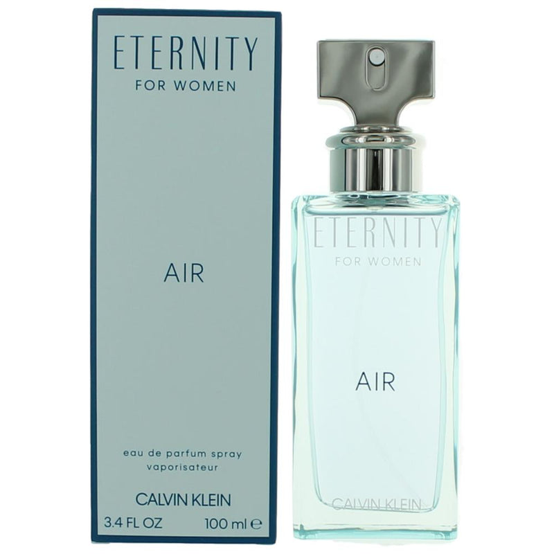 Calvin Klein Eternity Air 3.4 oz women's Eau de Parfum spray bottle, sleek design and clear glass container.