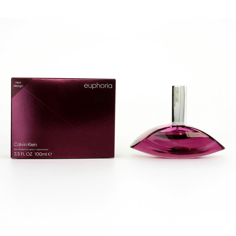 Calvin Klein Euphoria 3.3 oz women's EDP spray bottle with elegant packaging and clear fragrance label.
