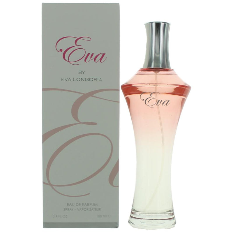 Eva Longoria Eva perfume 3.4 oz EDP spray for women, featuring a sleek bottle design and elegant branding.