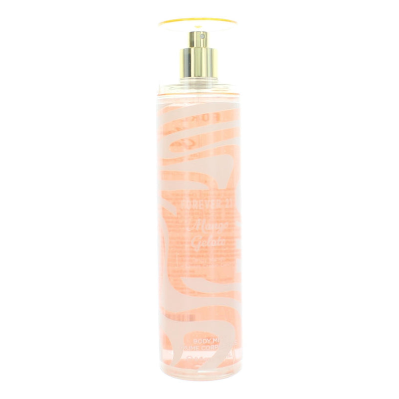 Forever 21 Mango Gelato body mist for women, 8 oz bottle with floral design and spray nozzle, fresh fruity fragrance.