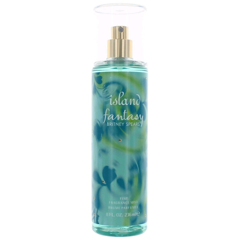 Britney Spears Island Fantasy 8 oz perfume mist for women, featuring a floral and fruity fragrance in a sleek spray bottle.