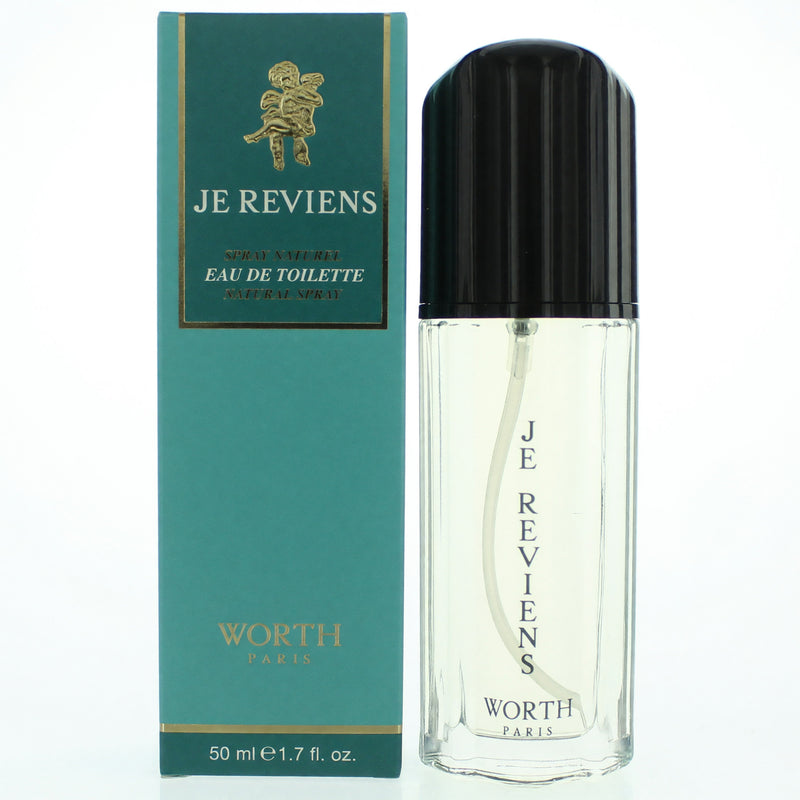Je Reviens Worth 1.7 oz women’s EDT spray bottle with elegant packaging and floral fragrance design.