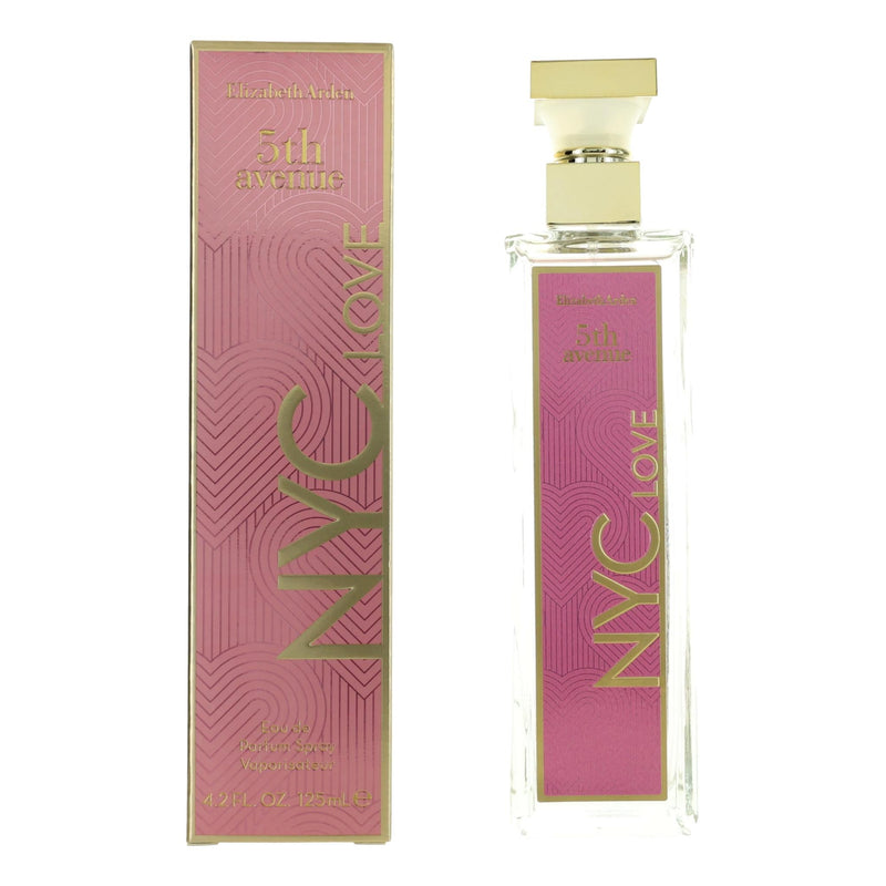 Elizabeth Arden 5th Avenue NYC Love 4.2 oz women's EDP spray bottle with elegant packaging and fragrance details.