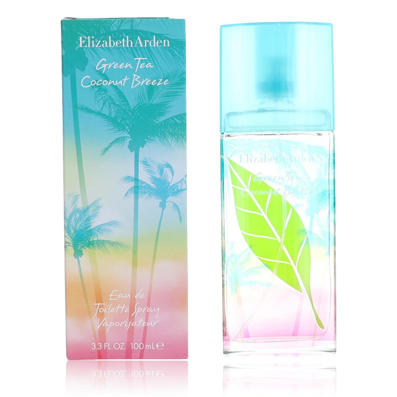 Elizabeth Arden Green Tea Coconut Breeze 3.3oz women’s EDT spray bottle with a green and white design.