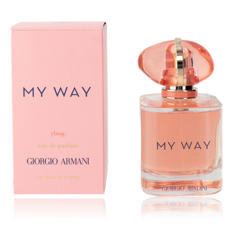 Giorgio Armani My Way Ylang perfume spray for women, 1.6 oz EDP bottle with elegant design visible.