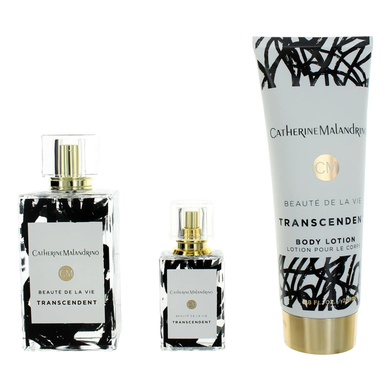 Catherine Malandrino Transcendent Beaute De La Vie 3-piece gift set for women, featuring perfume bottles and packaging.