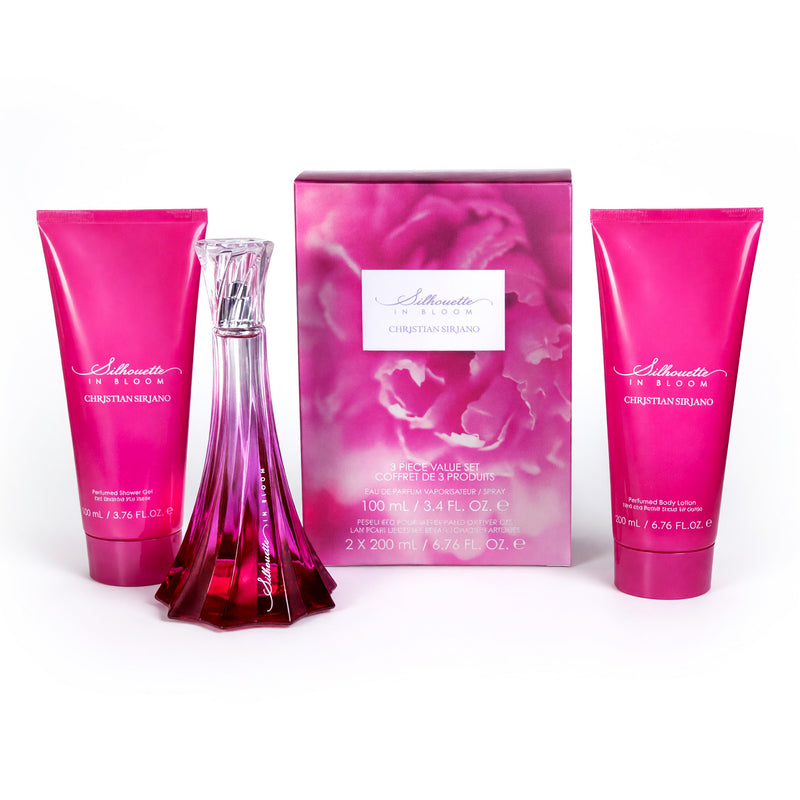 Christian Siriano Silhouette In Bloom 3-piece gift set for women, featuring elegant packaging and luxurious scents.
