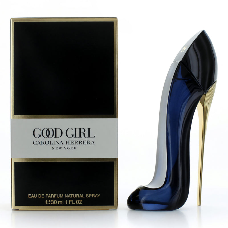 Carner Barcelona Good Girl perfume spray for women, 1 oz EDP bottle with elegant packaging, showcasing a luxurious fragrance.