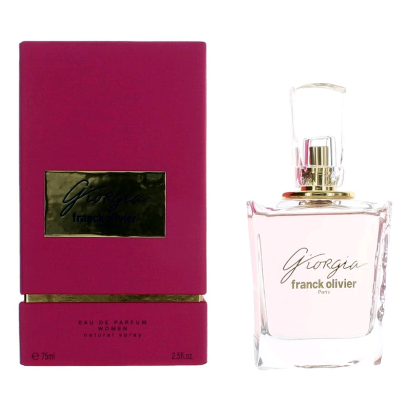 Giorgia by Franck Olivier 2.5 oz women's EDP spray bottle with elegant packaging and floral perfume design.