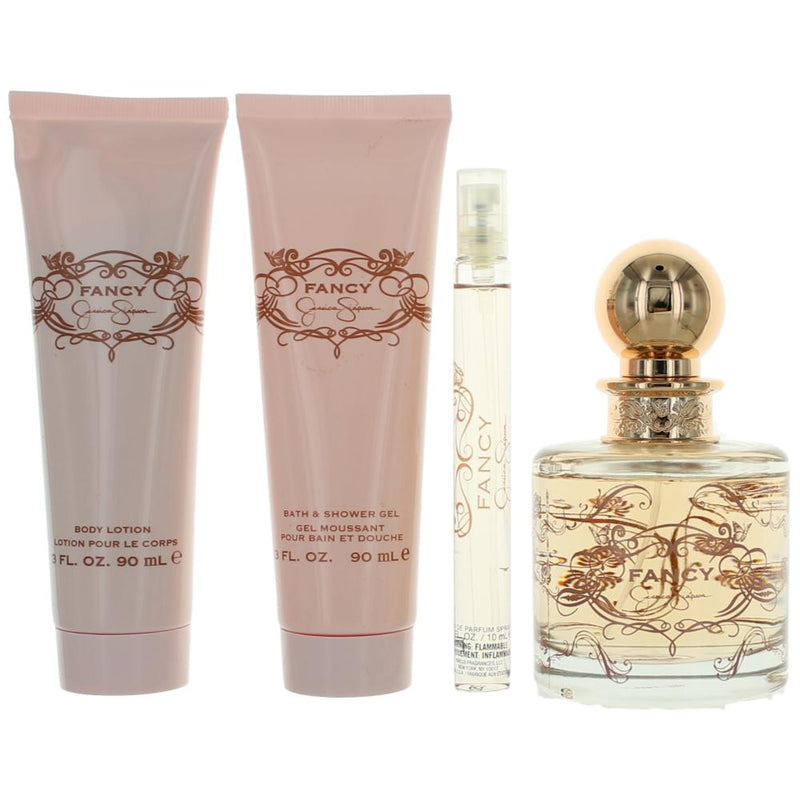 Jessica Simpson Fancy 4-piece gift set for women, featuring elegant packaging and assorted beauty or fragrance products.
