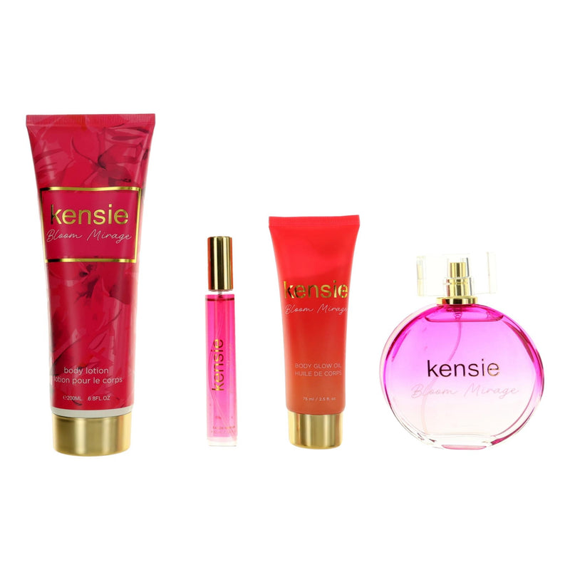 Kensie Bloom Mirage 4-piece gift set for women, featuring floral-themed products in elegant packaging, by Kensie.