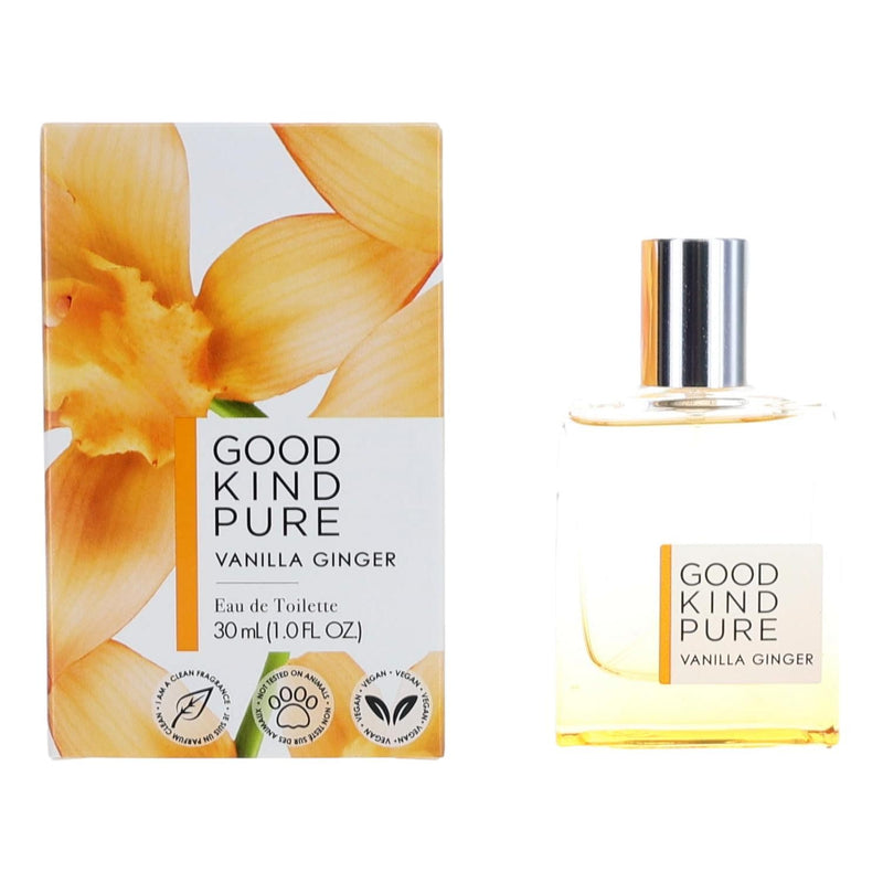 Coty Good Kind Pure Vanilla Ginger 1 oz women’s EDT spray bottle, featuring a sleek design with vanilla and ginger notes.