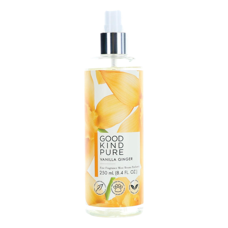 Coty Good Kind Pure Vanilla Ginger fragrance mist for women, 8.4 oz bottle, featuring vanilla and ginger scent details.