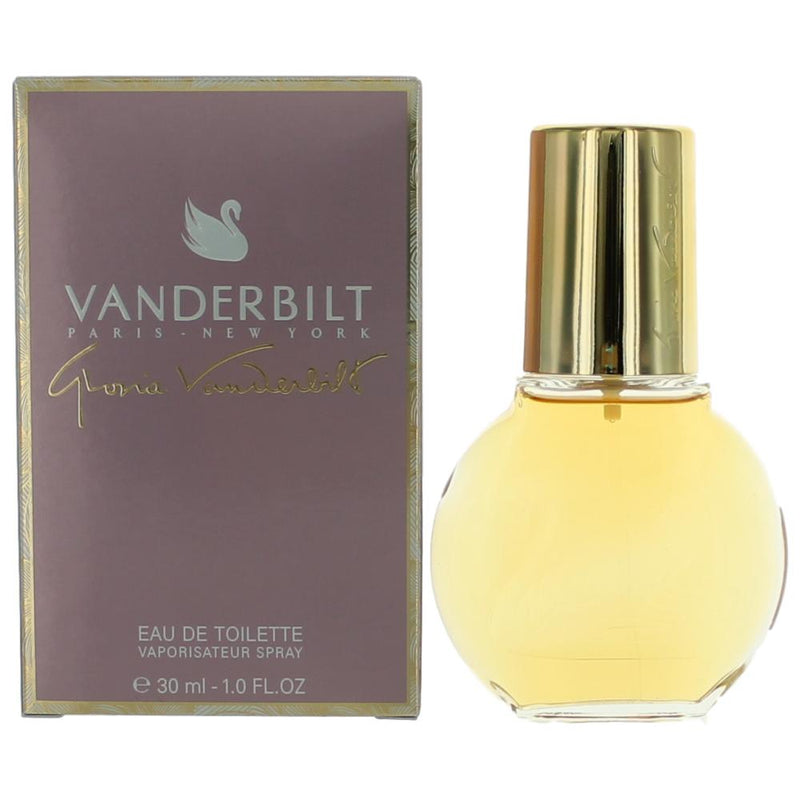 Gloria Vanderbilt Vanderbilt 1 oz EDT spray for women, showcasing the elegant perfume bottle with a classic design.