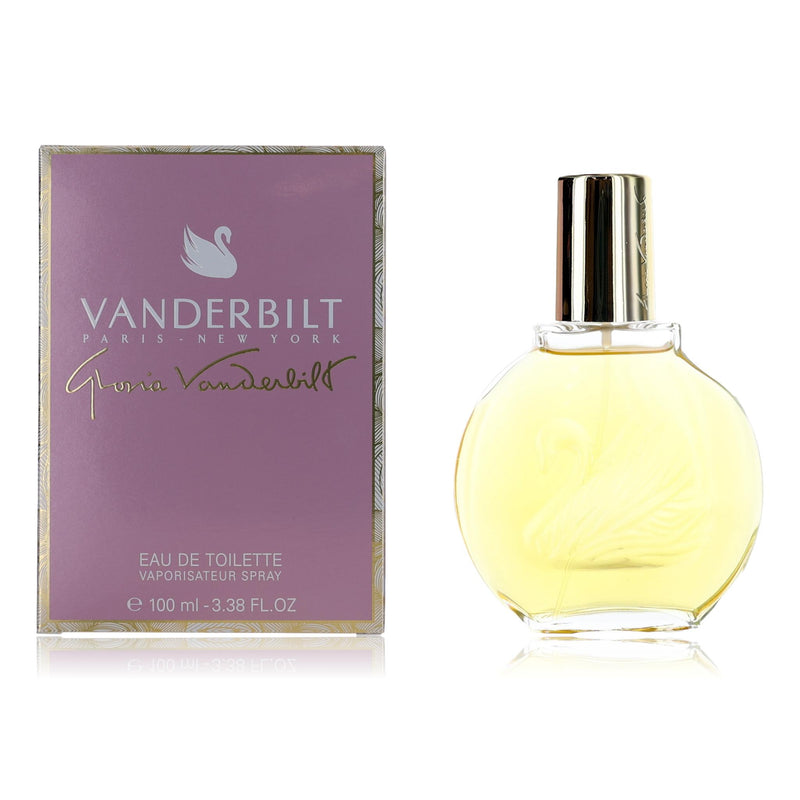 Gloria Vanderbilt Vanderbilt 3.3 oz EDT spray for women, elegant bottle with floral design and classic branding.