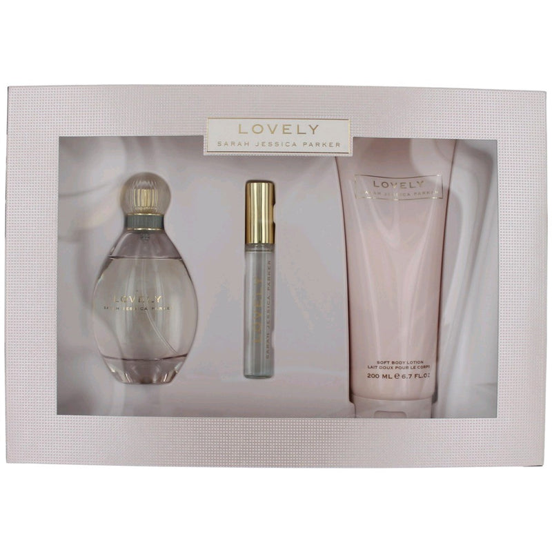 Lovely by Sarah Jessica Parker 3-piece gift set for women featuring a rollerball perfume and matching accessories.