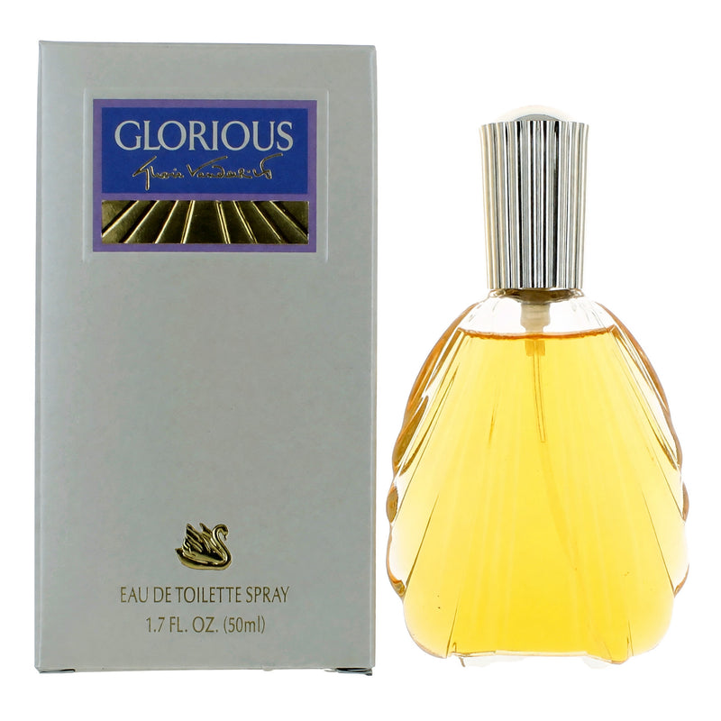 Gloria Vanderbilt Glorious 1.7 oz women’s EDT spray bottle with floral design and elegant packaging.