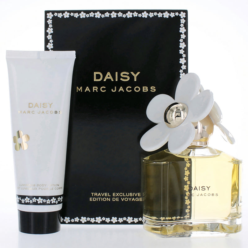 Daisy by Marc Jacobs 2-piece gift set for women, includes perfume bottle and matching body lotion in elegant packaging