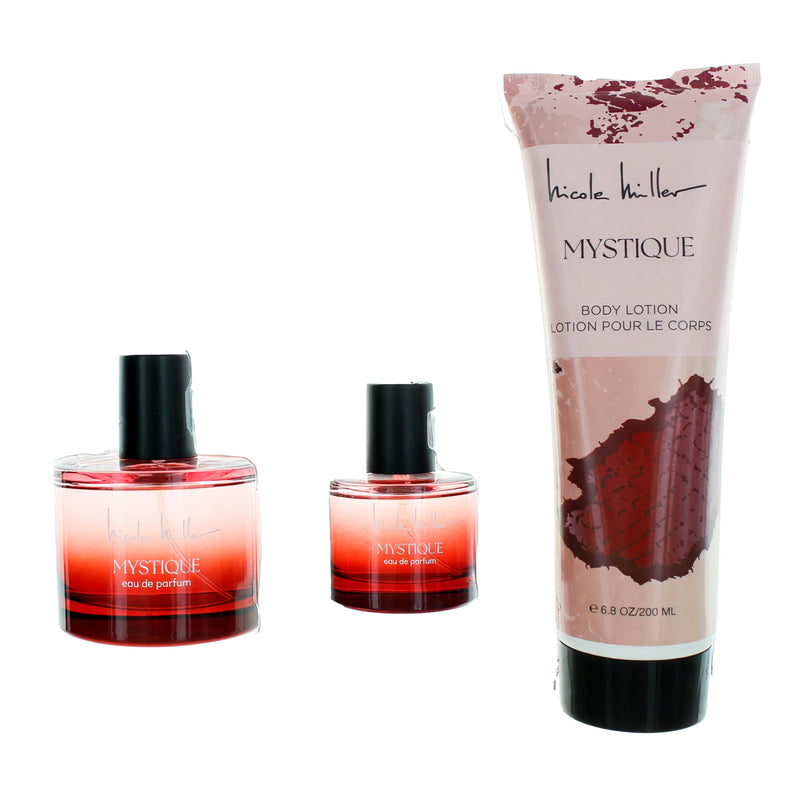 Nicole Miller Mystique 3-piece gift set for women, featuring elegant physical products with stylish packaging and branding.