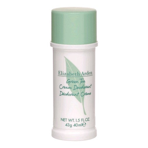 Elizabeth Arden Green Tea 1.5 oz cream deodorant for women, featuring a sleek container and fresh green tea scent.