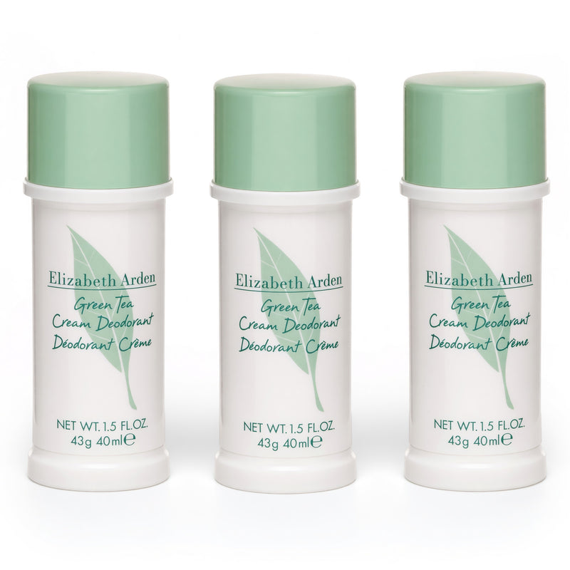 Elizabeth Arden Green Tea cream deodorant for women, 3.5oz, with a sleek green container, designed for fresh, long-lasting odor protection.