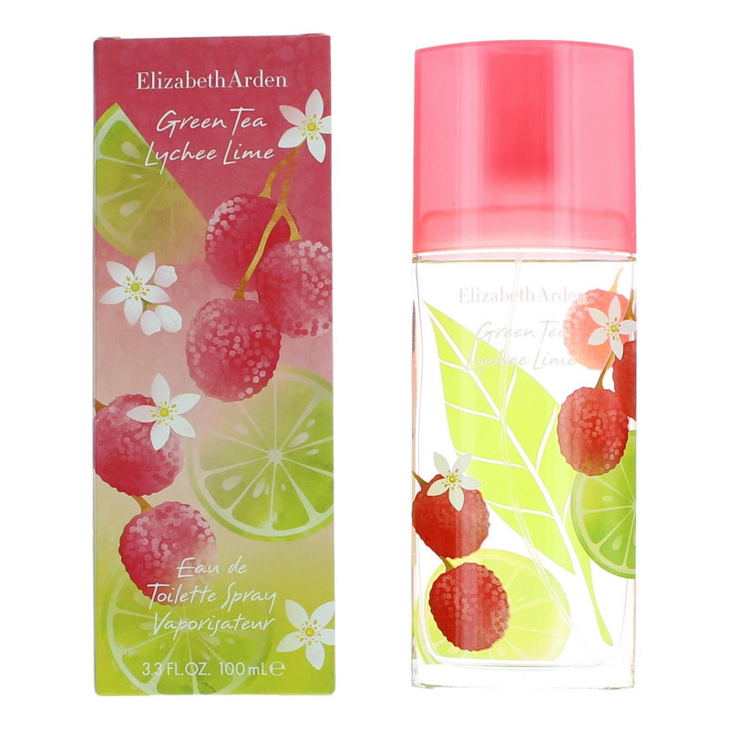 Elizabeth Arden Green Tea Lychee Lime 3.3 oz women’s EDT spray bottle with green and lime design.