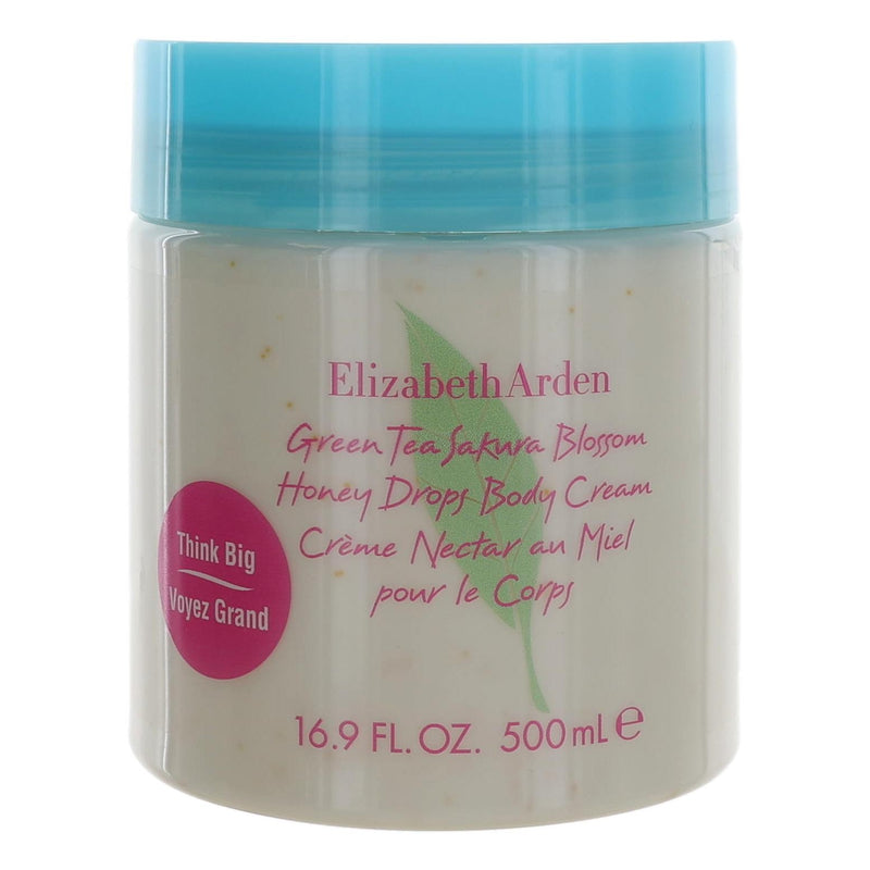Elizabeth Arden Green Tea Sakura Blossom Honey Drops Body Cream in 16.9oz jar, creamy moisturizer with floral green tea scent