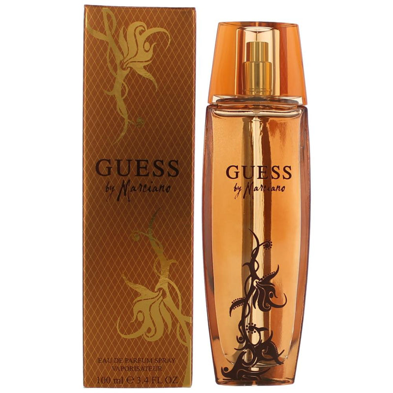 Guess by Marciano women's 3.4 oz Eau de Parfum spray bottle with elegant packaging and clear fragrance branding.