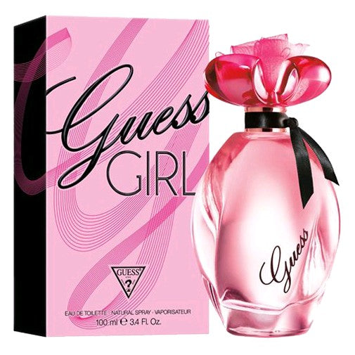 Guess Girl by Guess 3.4 oz women's EDT spray bottle with floral and fruity perfume design.