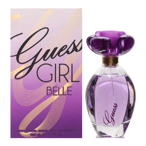 Guess Girl Belle by Guess women's 3.4 oz EDT spray bottle with elegant packaging and floral design.