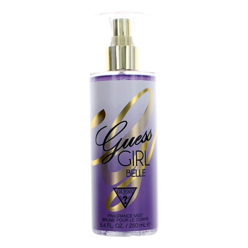 Guess Girl Belle fragrance mist for women, 8.4 oz bottle, featuring a stylish design and floral scent.
