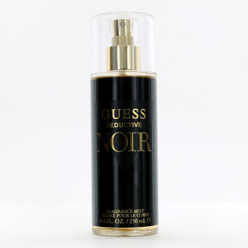 Guess Seductive Noir fragrance mist for women, 8.4 oz bottle with elegant packaging, featuring a sophisticated scent.