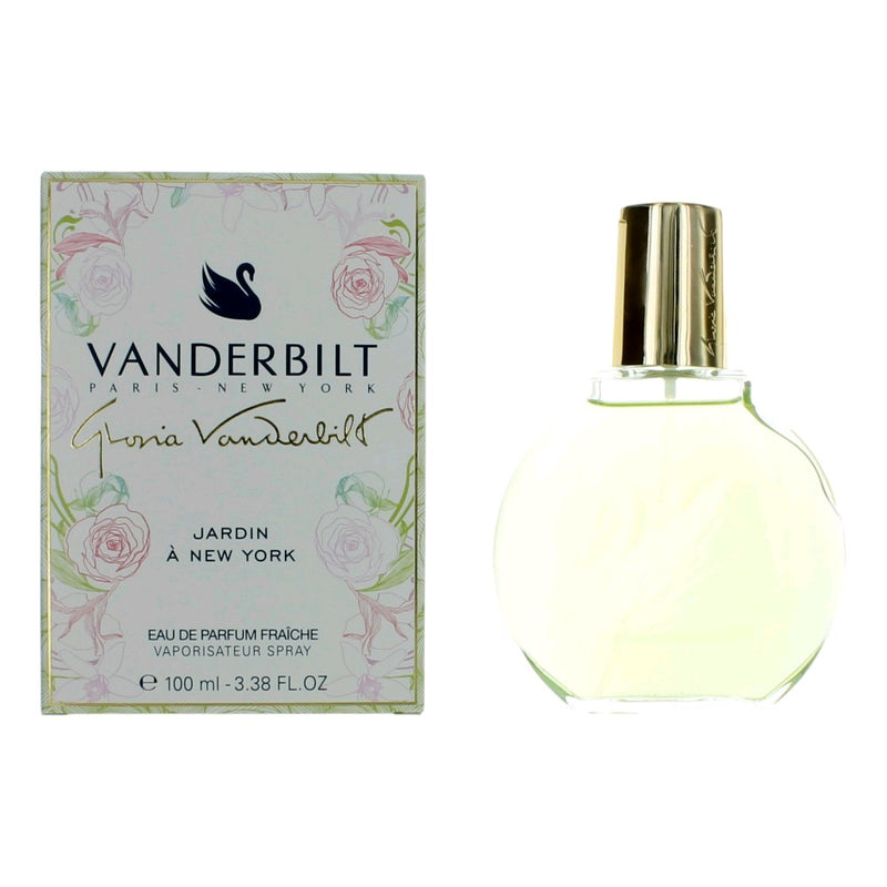 Gloria Vanderbilt Vanderbilt Jardin A New York 3.3oz EDP spray for women, elegant fragrance bottle with floral design.