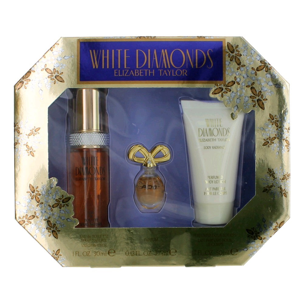 White Diamonds Elizabeth Taylor 3 Piece Gift Set Women - Pertinacia Perfume
