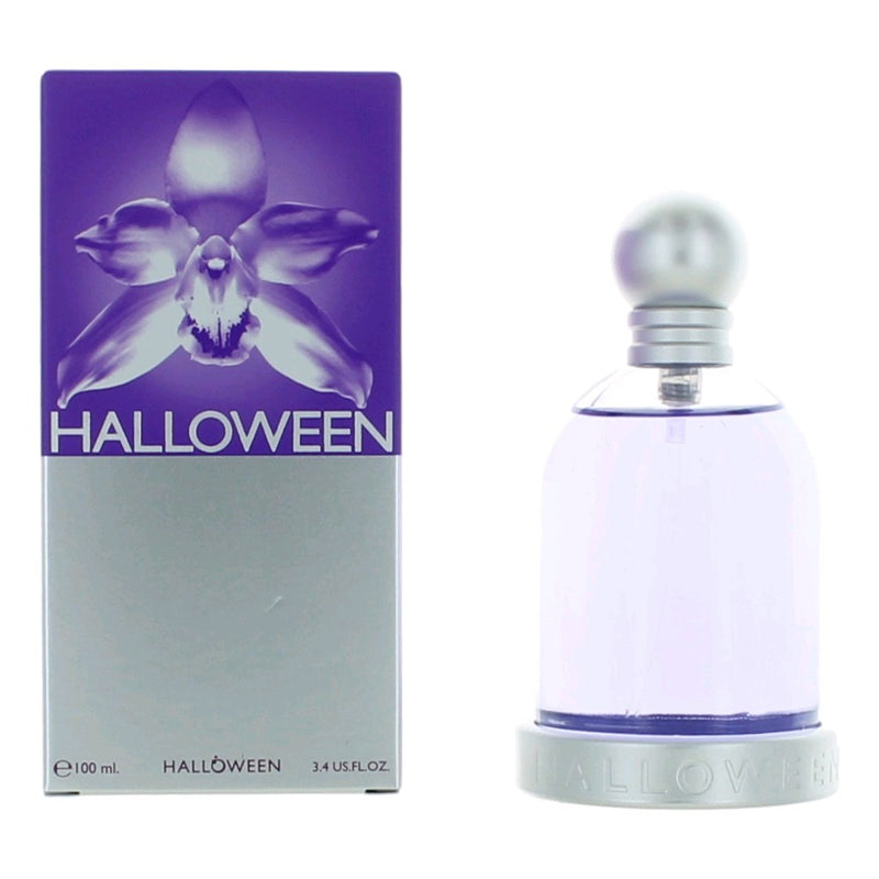 Issey Miyake Halloween by J. Del Pozo 3.4 oz women's EDT spray bottle with sleek design and black and orange packaging.