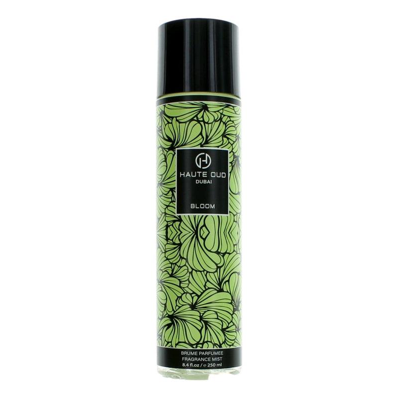 Haute Oud Bloom fragrance mist for women, 8.4 oz bottle with elegant floral design and branding.