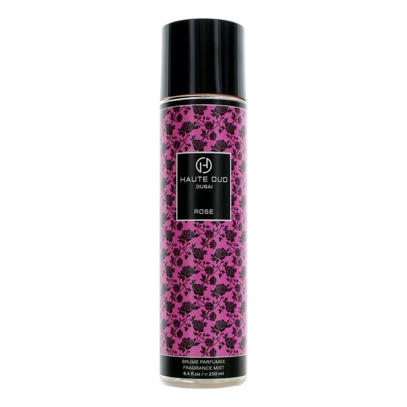 Haute Oud Rose fragrance mist for women, 8.4 oz bottle, featuring a floral rose scent and elegant packaging.