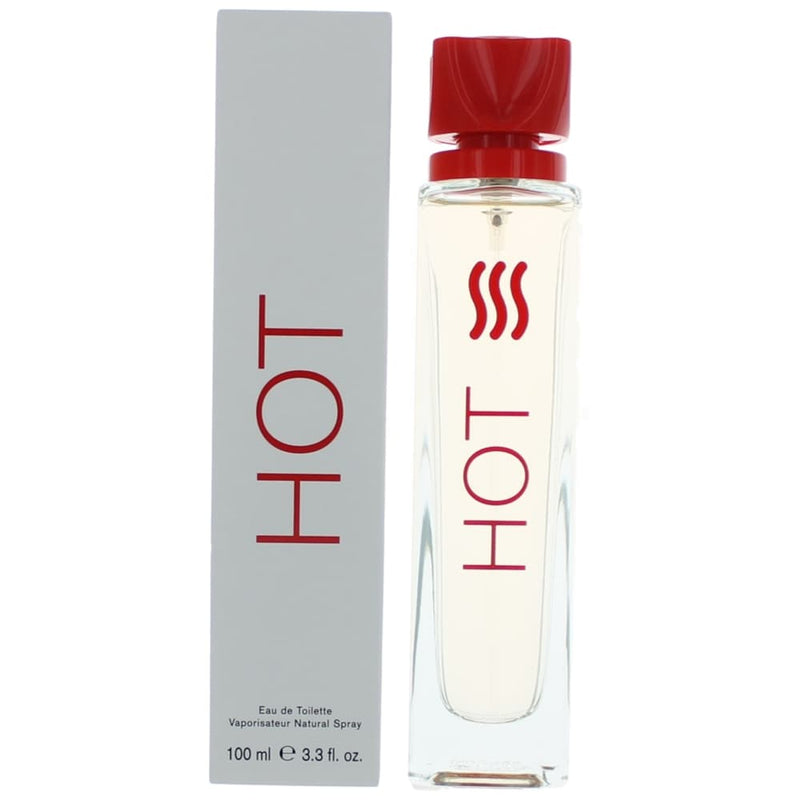 SBC Hot women’s 3.3 oz EDT spray bottle with vibrant packaging, showcasing the sensual fragrance for women.