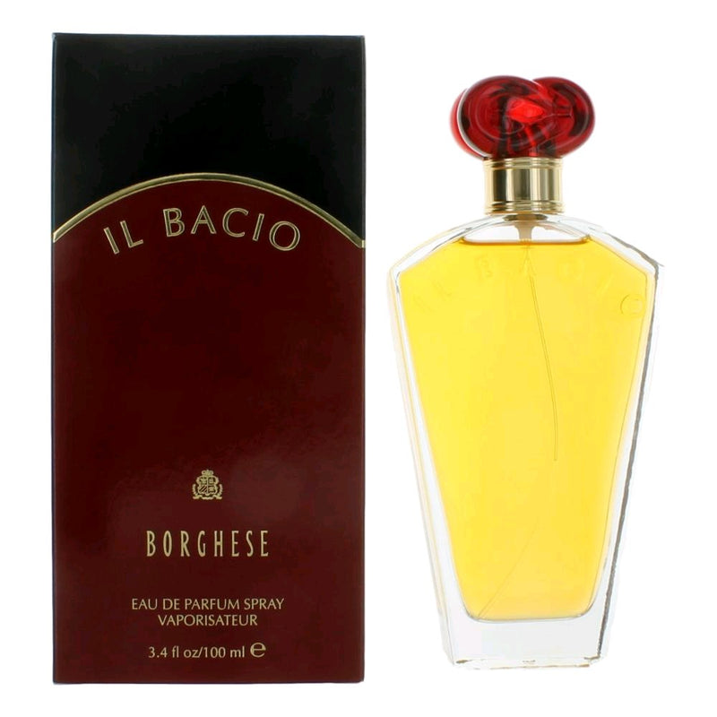 Borghese Il Bacio women's 3.4 oz EDP spray bottle with elegant packaging.