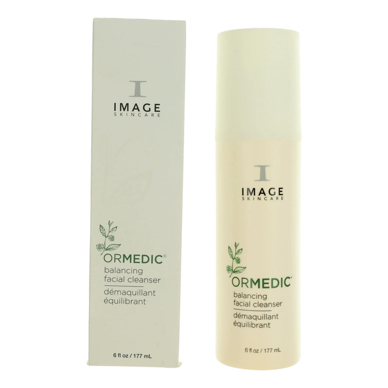 Image Skincare Ormedic Balancing Facial Cleanser in a 6oz bottle, physical cleanser with clear packaging and label.