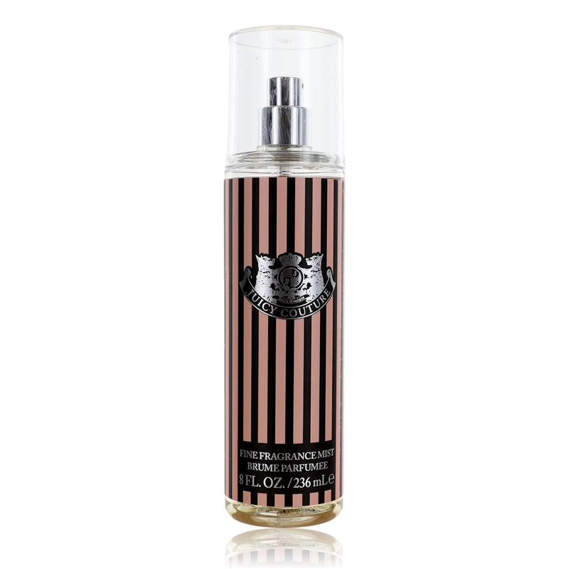 Juicy Couture 8 oz body mist for women, featuring a sleek bottle with a floral and gold accents design.