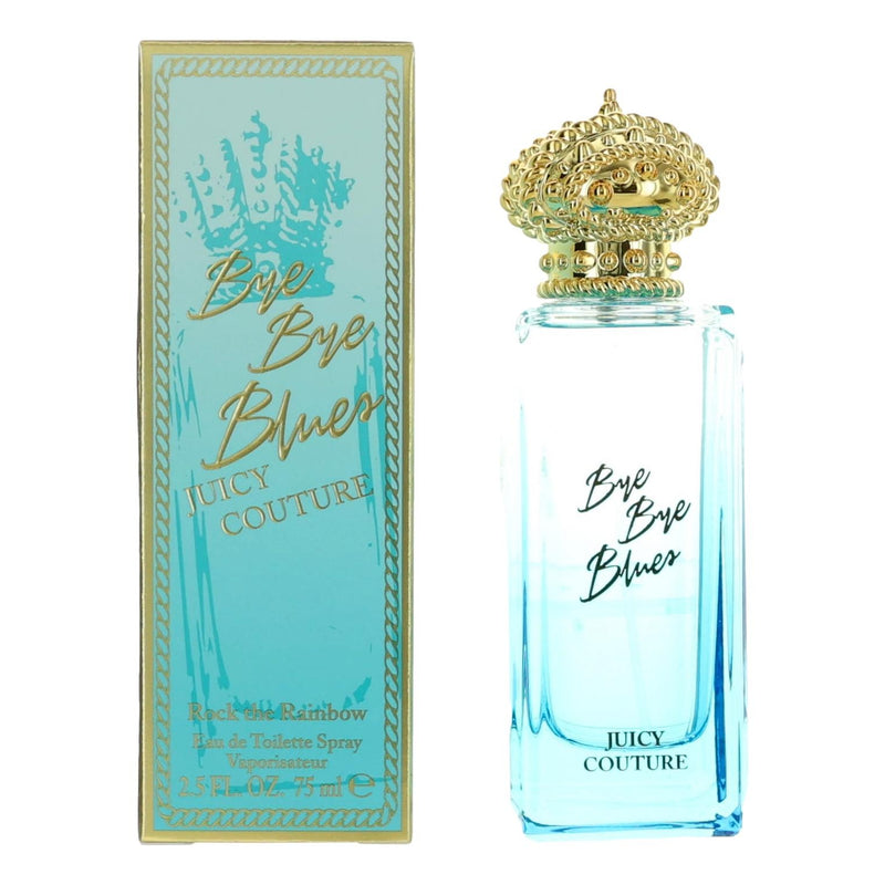 Juicy Couture Bye Bye Blues 2.5 oz women's EDT spray with elegant bottle design and floral fragrance details.