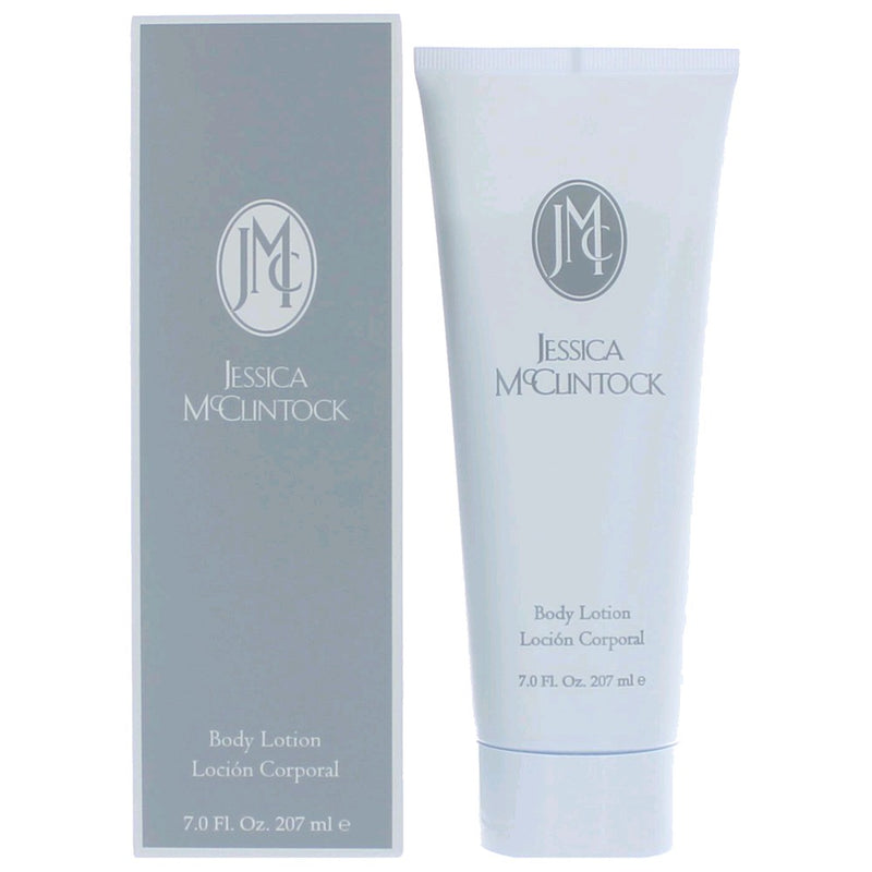 Jessica McClintock body lotion for women, 7 oz bottle, featuring elegant packaging and smooth, moisturizing texture.
